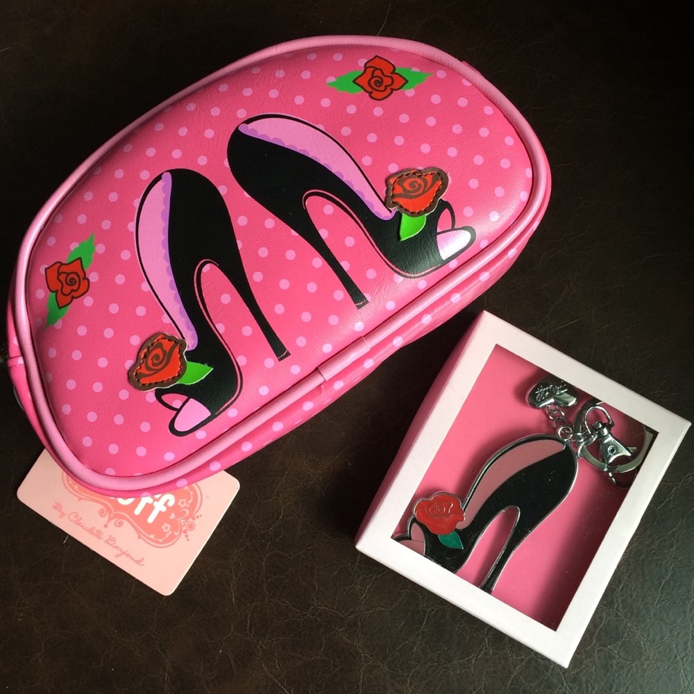 Fluff cosmetic bag & keychain set